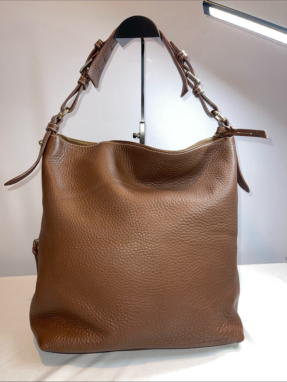 Dooney & Bourke Pebbled Leather Hobo Shoulder Bag Cognac Brown Large Purse - Picture 5 of 17
